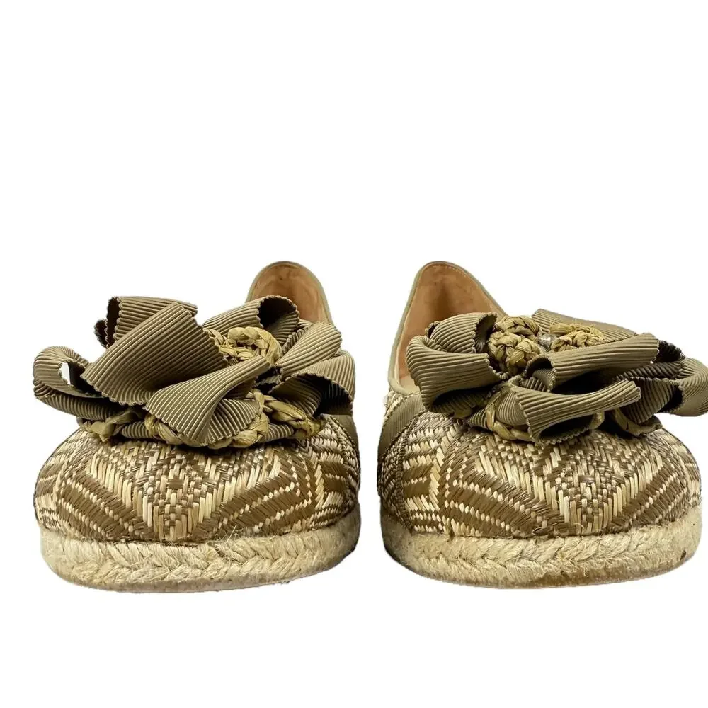 Vera Wang Lavender Eri Basketweave Flats Beige Fabric Size 9.5